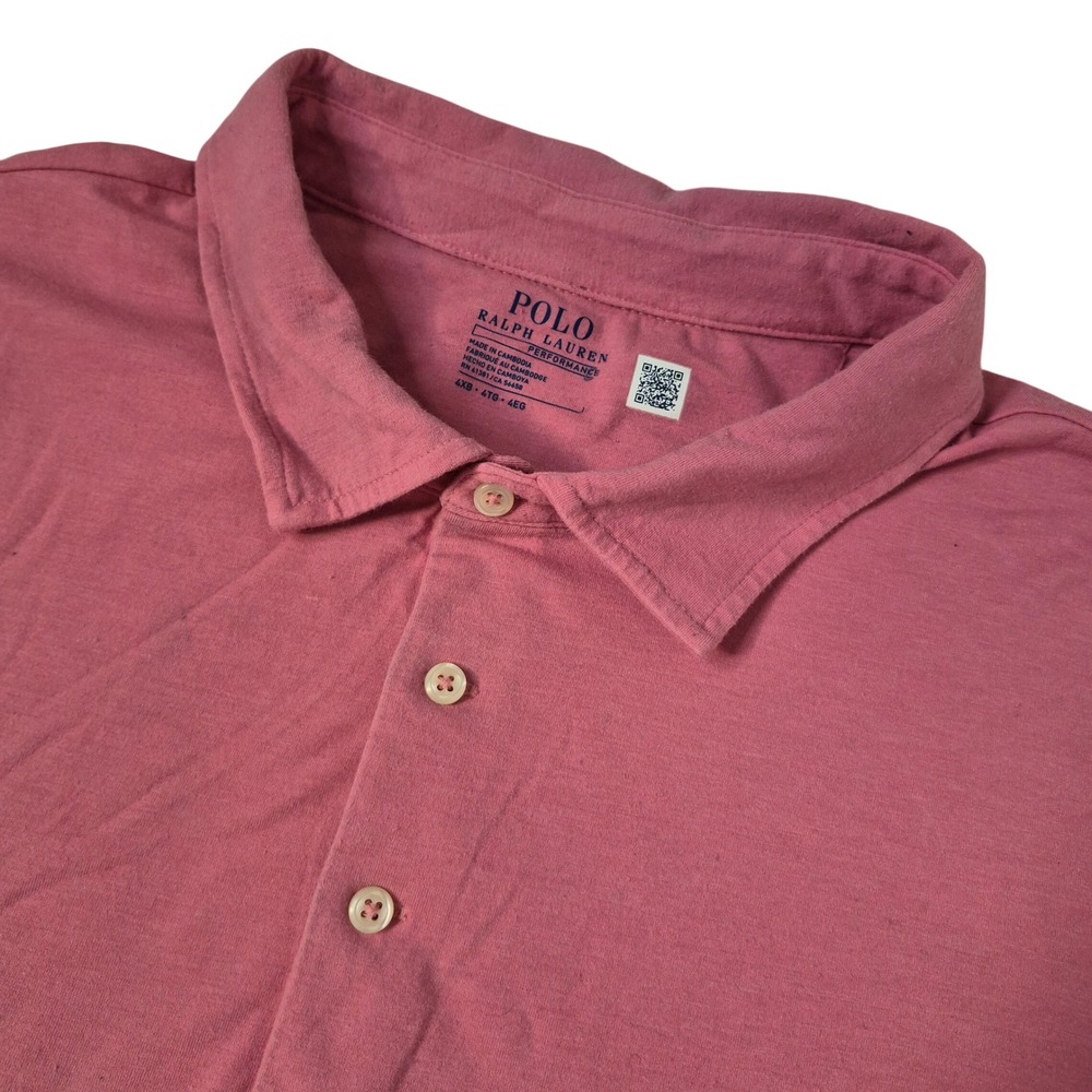 Polo Ralph Lauren‎ Performance Polo Mens 4XB Pink Short Sleeve Pocket Pony Logo